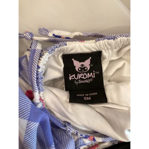 Sanrio Kuromi Gingham Floral Smock Dress BoxLunch Exclusive S/M blue white - Picture 7 of 7